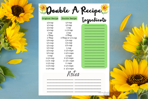 Double a Recipe - Sunflower Theme - Why Not Mom