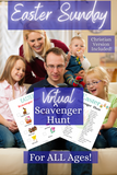 Easter Scavenger Hunt game is something the whole family can enjoy! 4 Activity Sheets: toddler friendly, big kid friendly, and Christian themed. #printables #familynight #scavengerhunt #WhyNotMomDesigns #Christian #EasterSunday #EasterEggHunt #TeenActivities #ChristianYouthActivities #VirtualActivities #SocialDistancingActivities #ZoomActivities #FamilyGameNight
