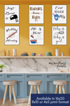 Printable funny kitchen wall art printables to frame for kitchen wall decor by Why Not Mom Designs